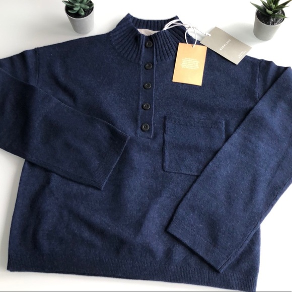 Everlane Recashmere Button Mock Neck Sweater - Picture 4 of 10